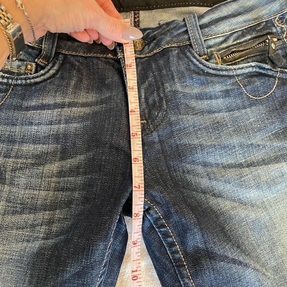 Rerock for Express size 4 stretchy short dark wash boot flare - Picture 9 of 12